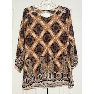 Kori America Golden Medallion Boho Dress, Size S